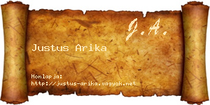 Justus Arika névjegykártya
